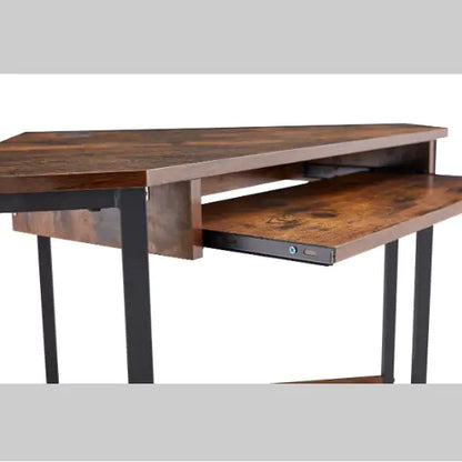 Compact Corner Desk with Keyboard Tray and Shelves