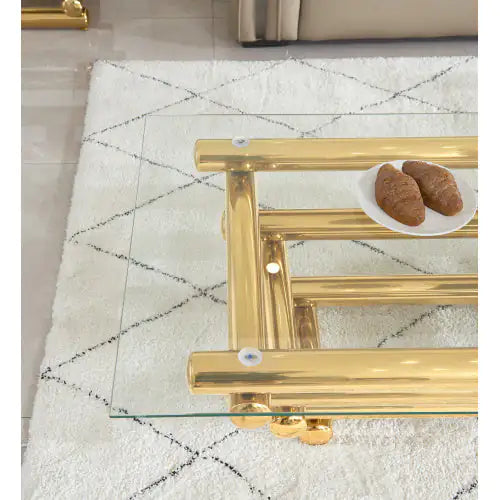 Gold & Glass Rectangular Coffee Table