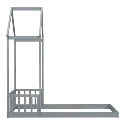 Twin House-Shaped Roof Headboard Floor Bed