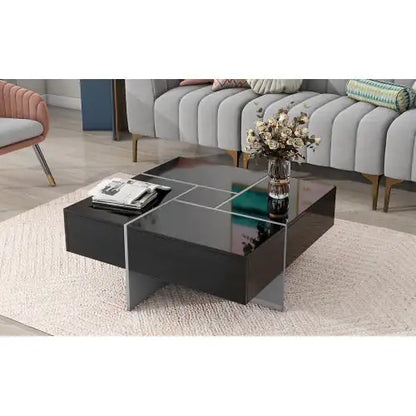 Unique Design Coffee Table with 4 Hidden Storage Compartments