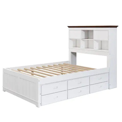 Solid Pine Captain Bookcase Bed