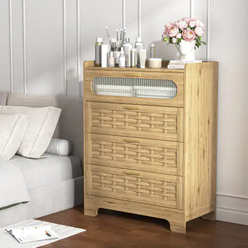 Wooden Bedroom With 4 Drawers And Dressing Table