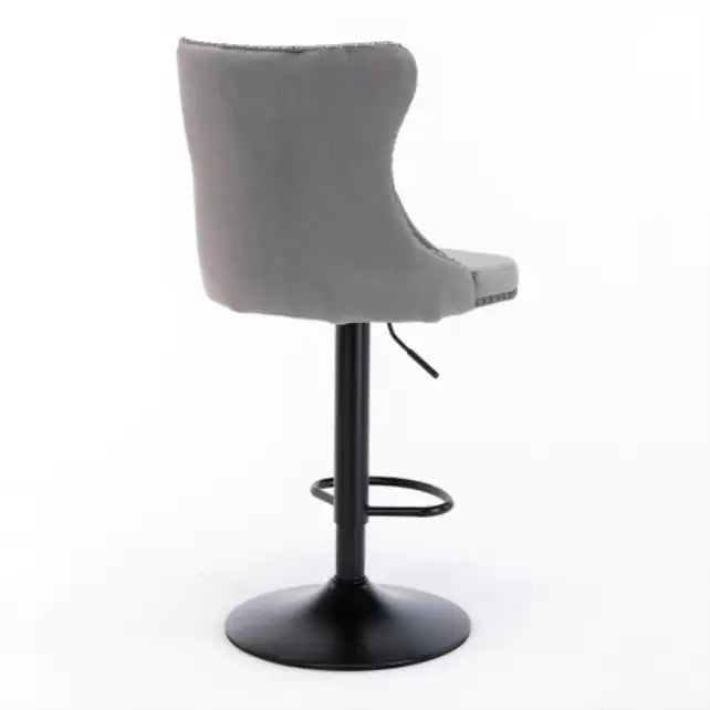 Swivel Velvet Barstools Adjusatble Seat Height From 25-33 Inch Gray Set Of 2