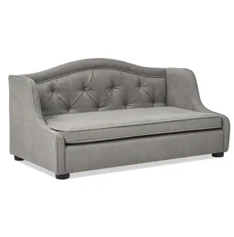 Robin 35 Tufted Wingback Pet Sofa Bed, Medium, Uptown Gray Stain Resistant High Performance Polyester