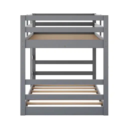 Twin Over Twin Bunk Bed With Ladder, Gray