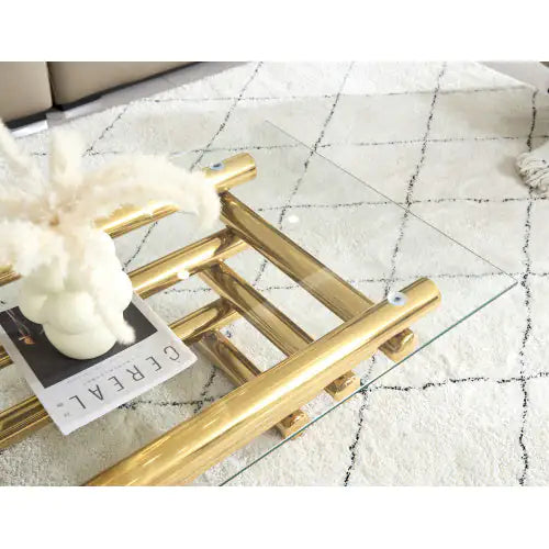 Gold & Glass Rectangular Coffee Table