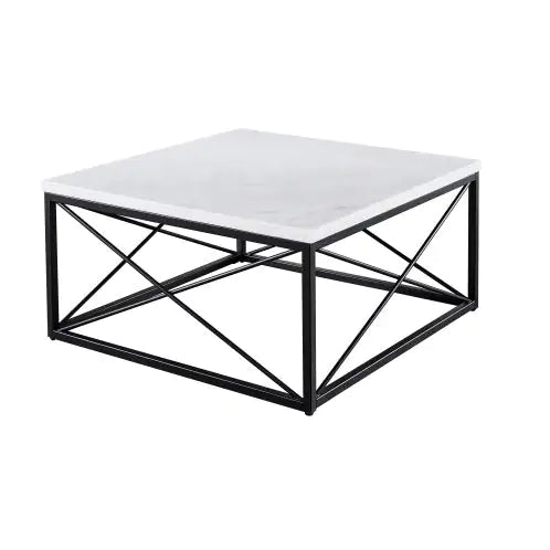 Skyler - White Marble Top Square - White