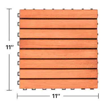 Kaia 8-Slat Reddish Brown Wood Interlocking Deck Tile (Set of 10)