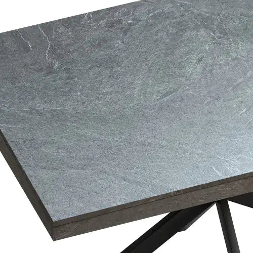 Modern Expandable Dark Grey Dining Table with Storage