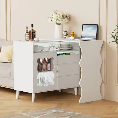 LED Modern Farmhouse Sideboard Buffet Cabinet