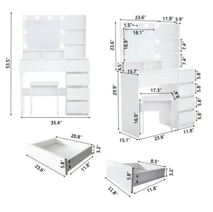 Vanity Makeup Desk Set with Mirror & Light