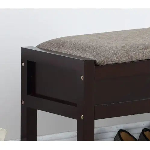 Espresso Entryway Bench with Shoe Storage