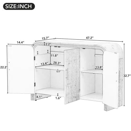 TREXM Vintage Minimalist Curved Sideboard