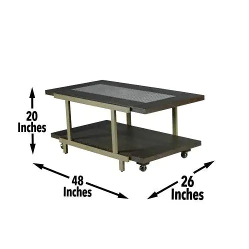 Rustic Industrial Cocktail Table - Rich Wood Tabletop, Roomy Bottom Shelf - Highly Stylized Iron Frame