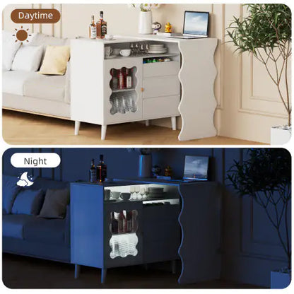 LED Modern Farmhouse Sideboard Buffet Cabinet