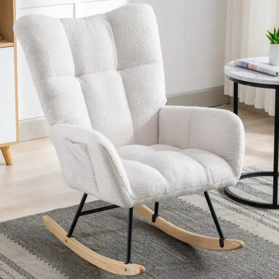 Comfort Teddy Wingback Rocker with Storage Pockets