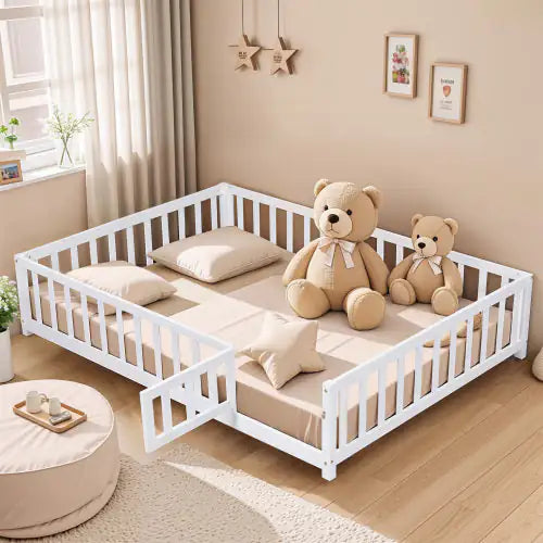 Toddler Safety Platform Bed with Gate