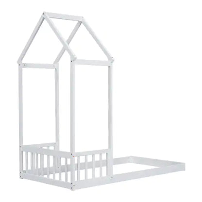 Twin House-Shaped Roof Headboard Floor Bed