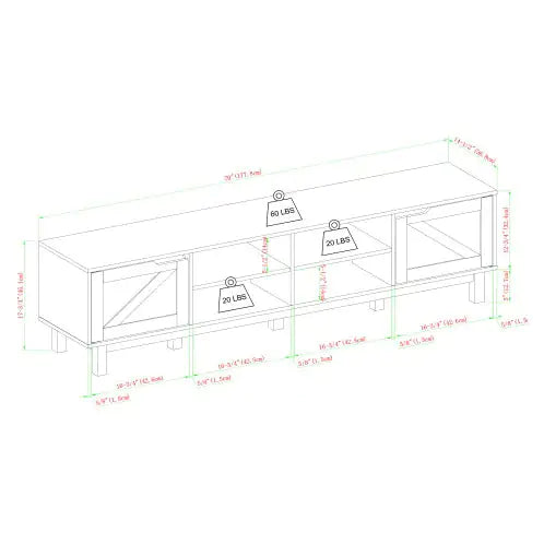 Rustic Barndoor Open-Storage TV Stand For TVs Up To 80 Inches