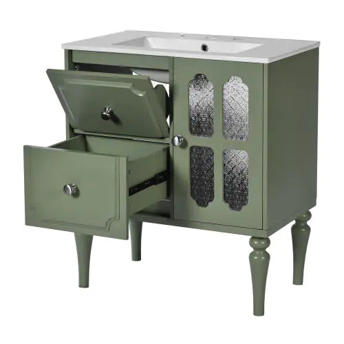 Vintage 30” Bathroom Vanity with Ceramic Sink