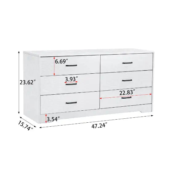 MDF Wood 6-Drawer Dresser