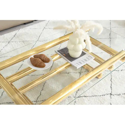 Gold & Glass Rectangular Coffee Table