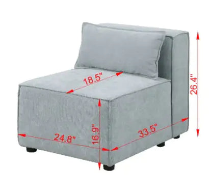 Soft Chenille Modular Sofa in Grayish Blue