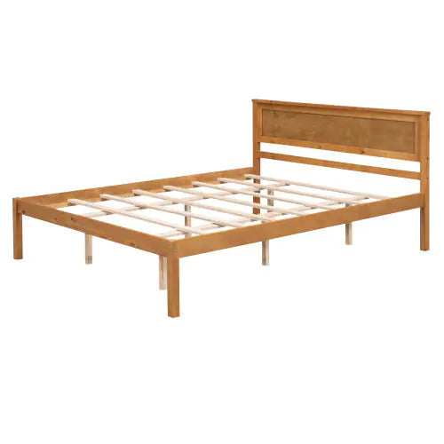 Oak Queen Platform Bed with Headboard