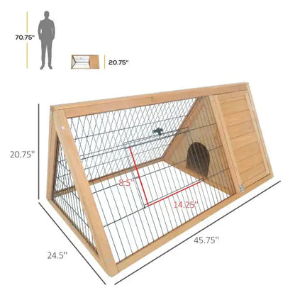 PawHut 46" x 24" Wooden A-Frame Outdoor Rabbit Cage