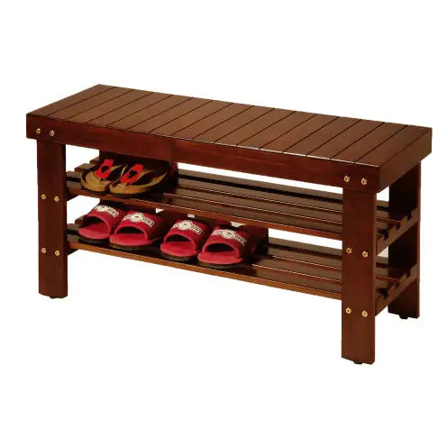 Pina Quality Solid Wood Shoe Bench, Cherry Finish