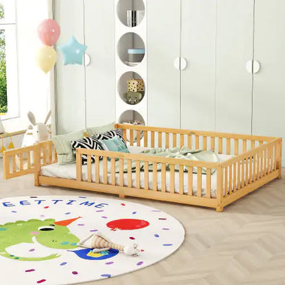 Bed With Safety Guardrails And Door For Kids