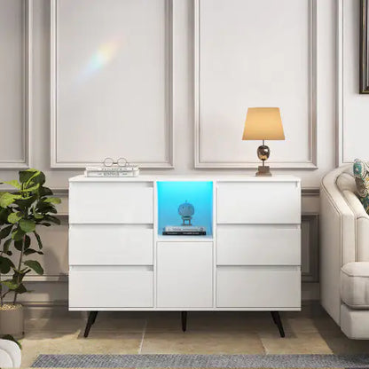 Glossy White LED Sideboard