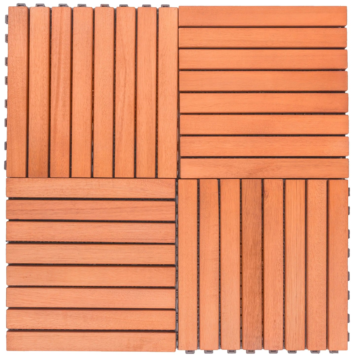 Kaia 8-Slat Reddish Brown Wood Interlocking Deck Tile (Set of 10)