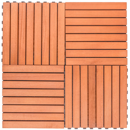 Kaia 8-Slat Reddish Brown Wood Interlocking Deck Tile (Set of 10)