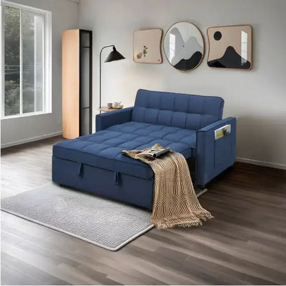 Chic Blue Convertible Sofa Bed