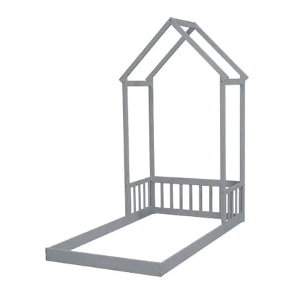 Twin House-Shaped Roof Headboard Floor Bed