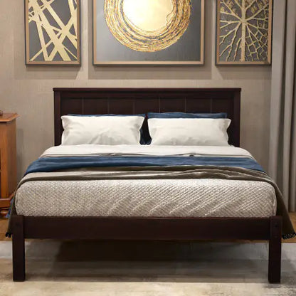 Platform Bed Frame With Headboard Espresso