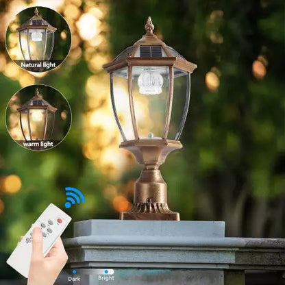 Antique Bronze Solar LED Pillar Light