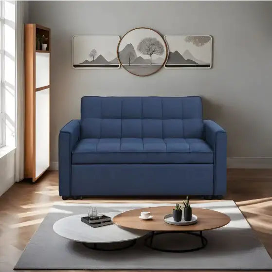 Chic Blue Convertible Sofa Bed