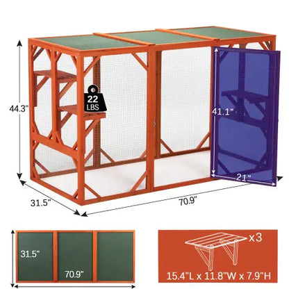 Wooden Outdoor Cat House & Habitat