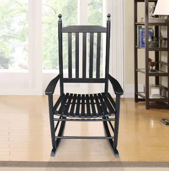 Black Wooden Porch Rocking Chair