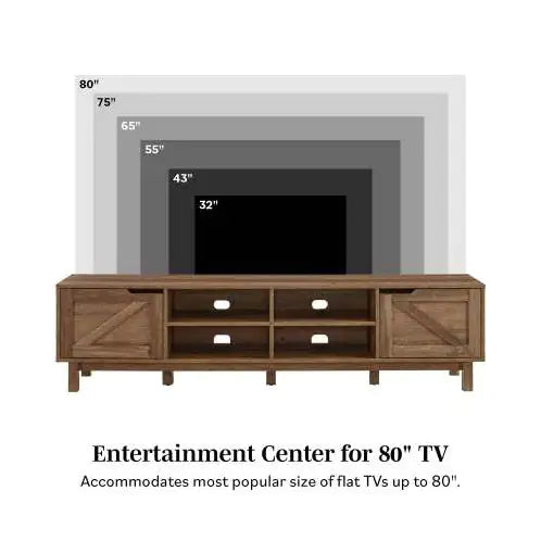 Rustic Barndoor Open-Storage TV Stand For TVs Up To 80 Inches