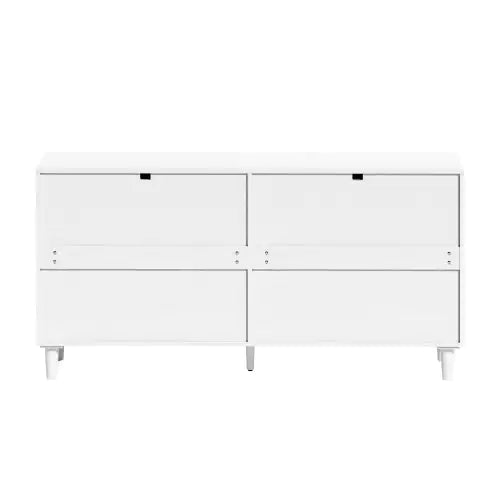 Rattan Dresser With Drawers, 6 Drawer Dresser For Bedroom, Clothes Storage Cabinet For Bedroom, Metal Handle&Wood Legs For Hallway, Living Room, Bedroom,White