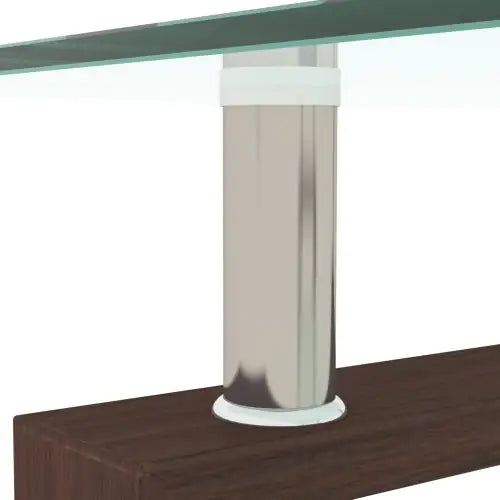 Rectangle Walnut Glass Coffee Table, Clear Coffee Table, Modern Side Center Tables For Living Room