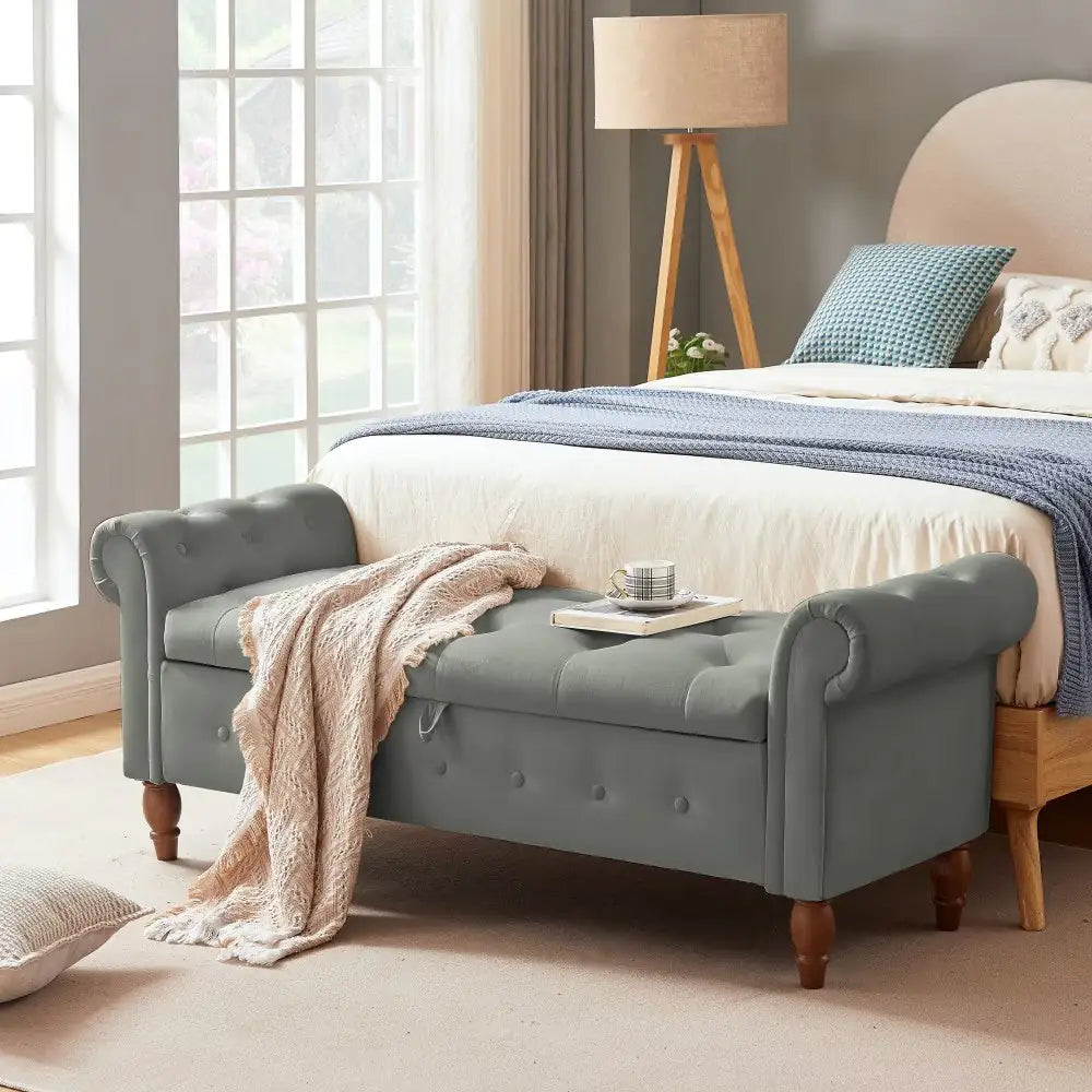 Velvet Multifunctional Storage Rectangular Sofa Stool