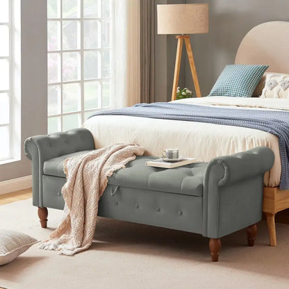 Velvet Multifunctional Storage Rectangular Sofa Stool