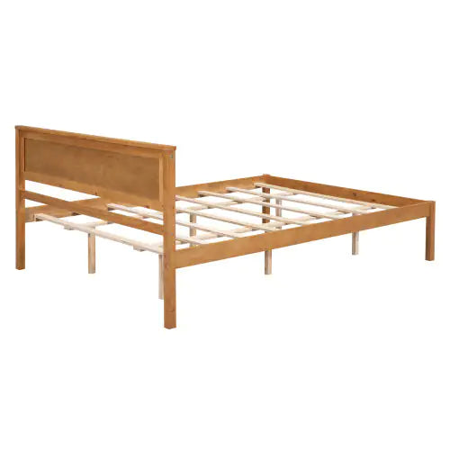 Oak Queen Platform Bed with Headboard