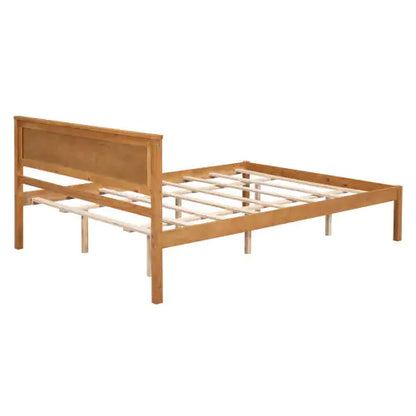 Oak Queen Platform Bed with Headboard