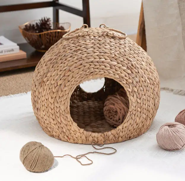 Rattan Nest Round Cat Bed