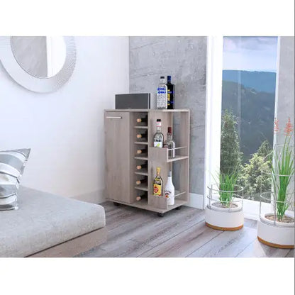 Carrello bar Oak Mobile da 6 bottiglie con ripiani